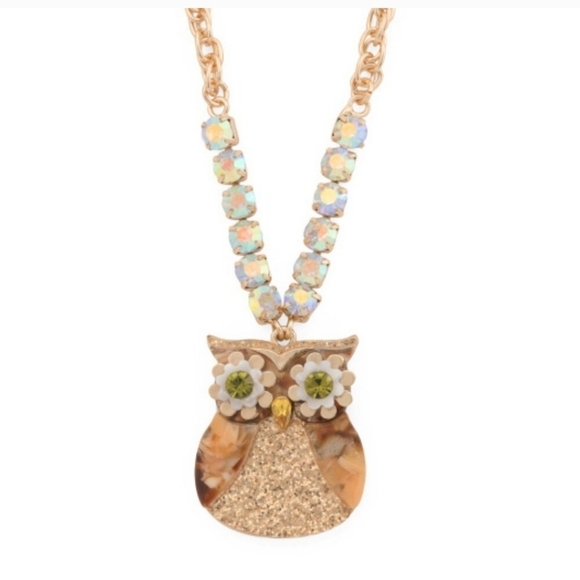 🔹️ BETSEY JOHNSON 🔹️Owl Pendant Statement 16" Necklace ✨️🦉 - Picture 5 of 9